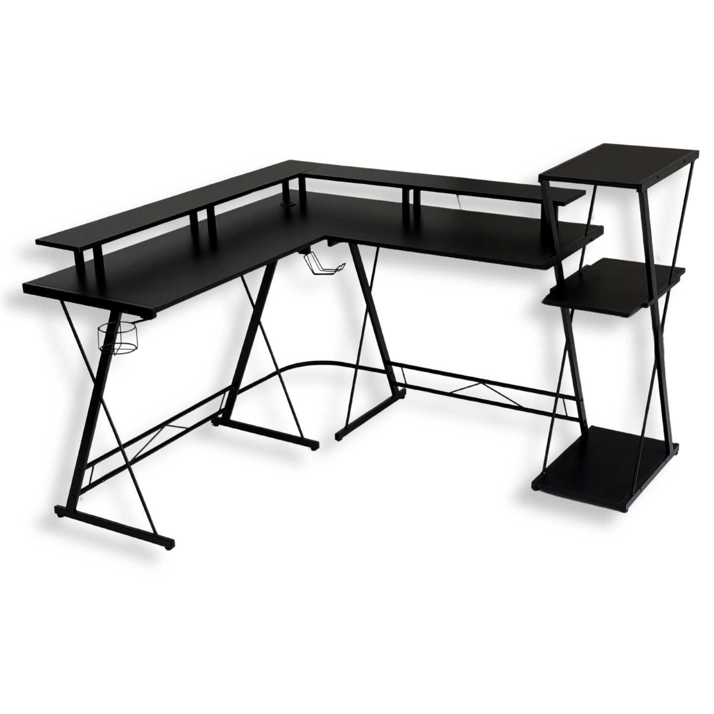 Escritorio Gamer con Repisas en L convertible en recto
