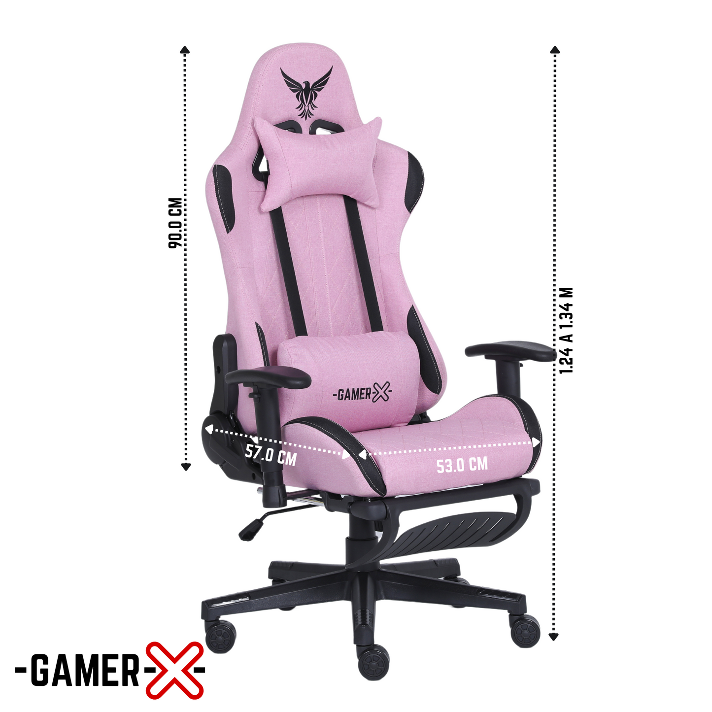 Silla Gamer Ergonómica Escritorio de Tela Transpirable con Reposapiés y Soporte Lumbar