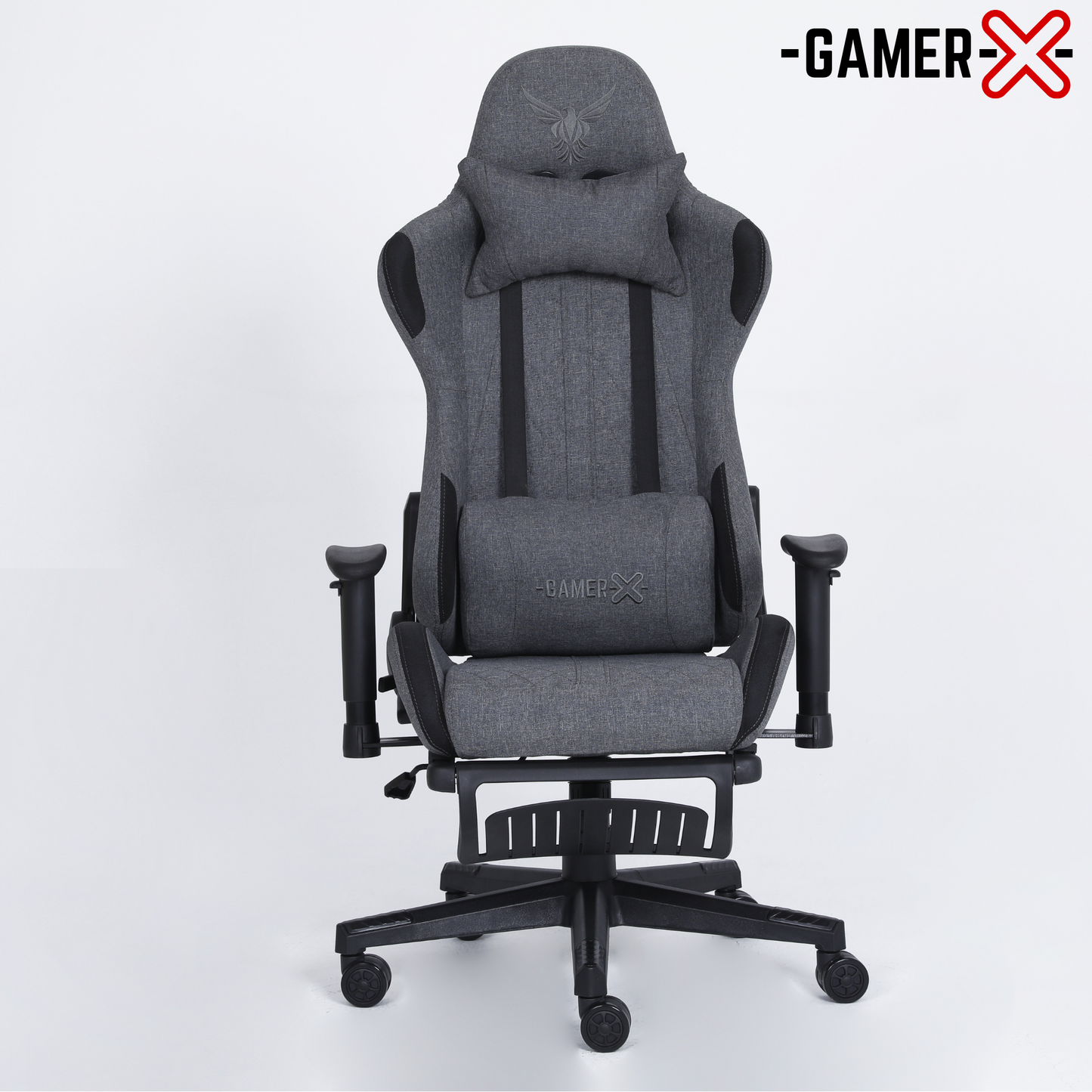 Silla Gamer Ergonómica Escritorio de Tela Transpirable con Reposapiés y Soporte Lumbar