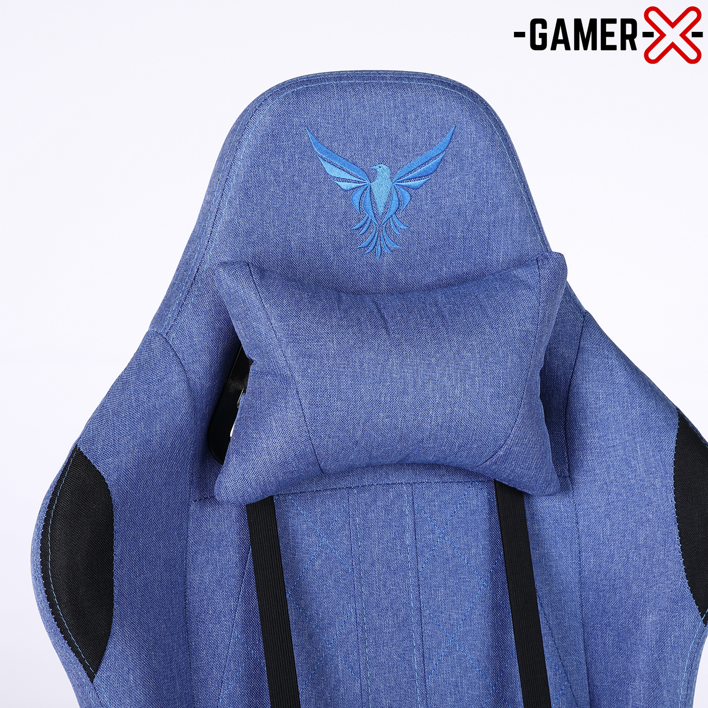 Silla Gamer Ergonómica Escritorio de Tela Transpirable con Reposapiés y Soporte Lumbar (Azul)
