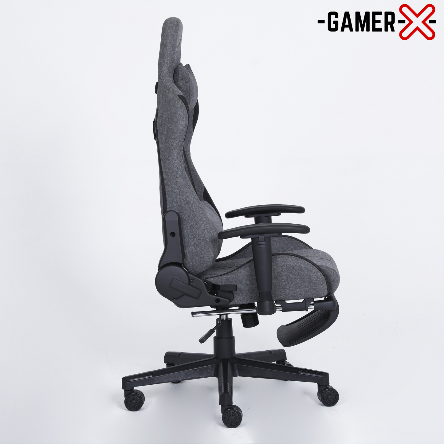 Silla Gamer Ergonómica Escritorio de Tela Transpirable con Reposapiés y Soporte Lumbar