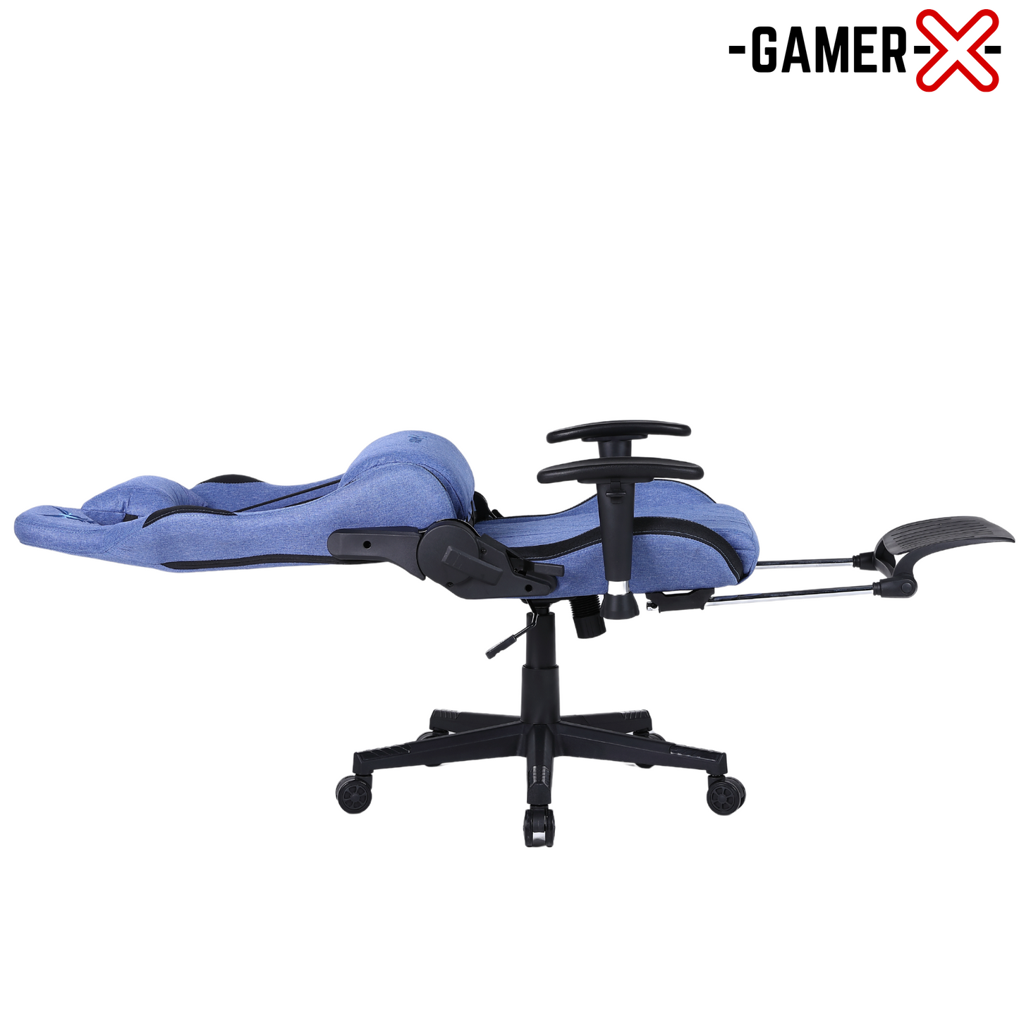 Silla Gamer Ergonómica Escritorio de Tela Transpirable con Reposapiés y Soporte Lumbar (Azul)
