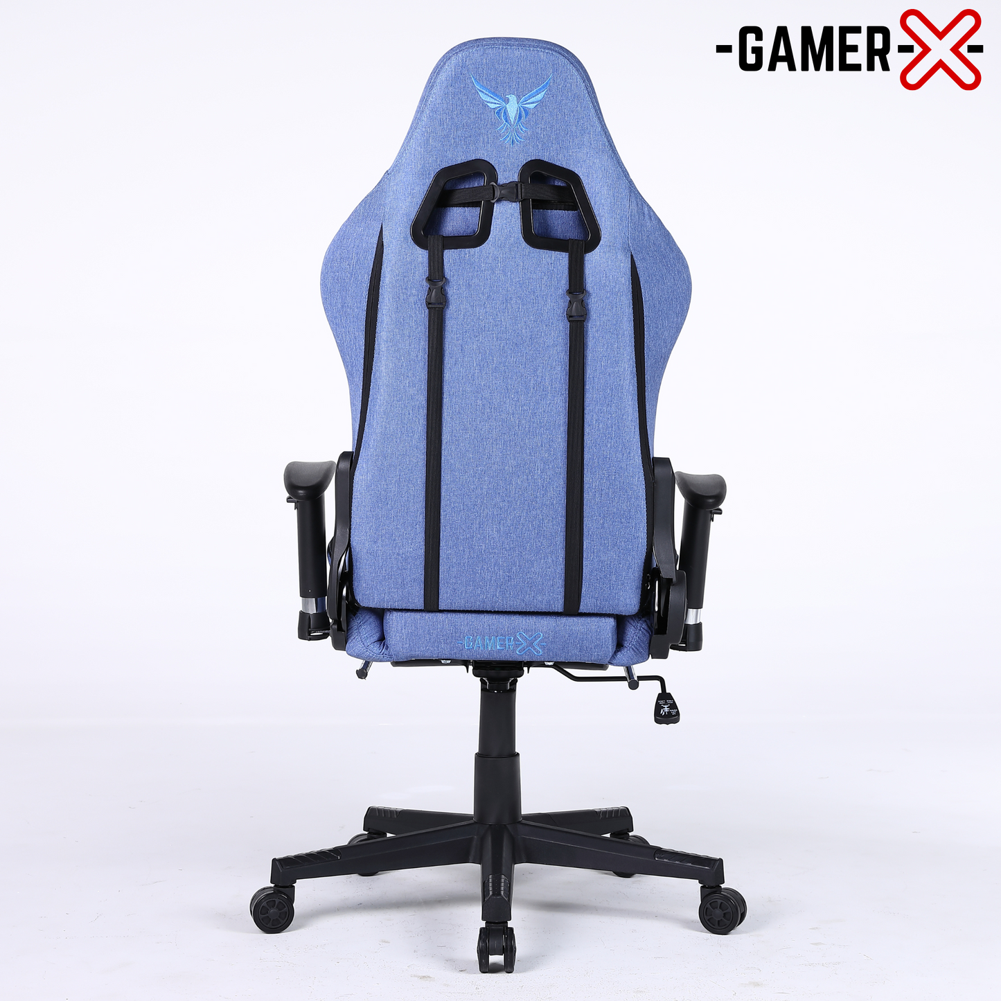 Silla Gamer Ergonómica Escritorio de Tela Transpirable con Reposapiés y Soporte Lumbar (Azul)